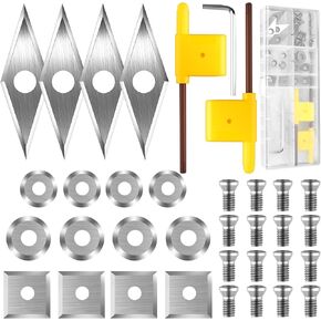 35Pcs Tungsten Carbide Cutters Inserts Set, Supplied with Screws and Screwdriver, Woodworking Tools for Lathe Tools, Chisel Set Woodworking for for Wood Lathe Turning Tools