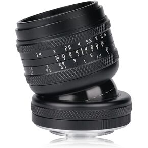 Asthori 50mm F1.4 فتحة كبيرة الفتحة الكاملة إطار العدسة الميل 2 في 1 متوافقة مع Fuji Fujifilm X-Mountless Camera X-T2 ، X-T3 ، X-T4 ، X-T20 ، X-T30 ، X-T100 ، X-A1 ، إلخ الأسود