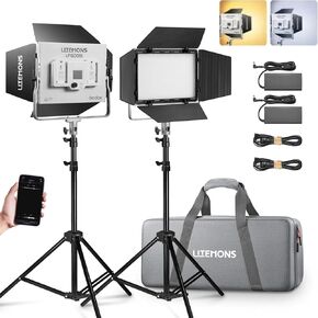 Godox 65W LED Panel Light Kit 2 Bicolor LP Light Kit for Studio Videography