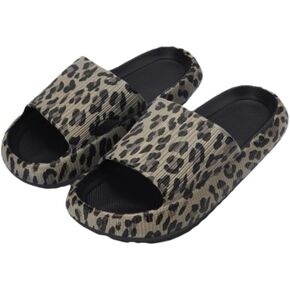 Leopard Print Cloud Slippers for Women Men Cheetah Print Pillow House Slippers Shower Sandals Quick Drying Non Slip