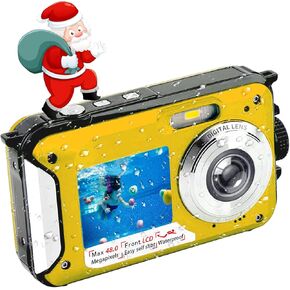 Underwater Camera FHD 2.7K 48 MP Waterproof Digital Camera Selfie Dual Screen Full-Color LCD Displays Waterproof Digital Camera for Snorkeling