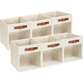 HNZIGE 11 x 11 Storage Cubes Bins for Storage Organizer,Shelf Fabric Storage Bin for Cube Organizer, Canvas Cloth Bin,Cubby Decorative Cube Organizer Bin for Cube Storage Blanket Home(Cream 6 PCS)