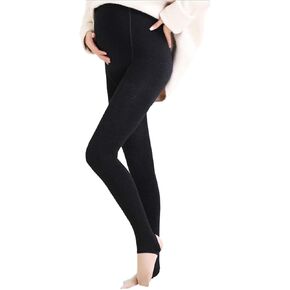Warm Over Bump Maternity Tights with Adjustable Waistband, 280G Thick Fabric