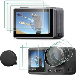 FiTSTILL 10PCS LCD Screen Protector with Silicone Lens Cap Appliable for DJI Osmo Action 4 Action 3,Ultra HD 9H Hardness,Scratch Resistant Bubble Free Action 4/3 Camera Accessories
