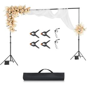 VEVOR Backdrop Stand, 10 x 10 ft Adjustable Photo Backdrop Stand Kit, Portable Background Backdrop Stand with 4 Crossbars, Heavy Duty Projector Screen Stand, for Wedding, Photo Video Studio & Party