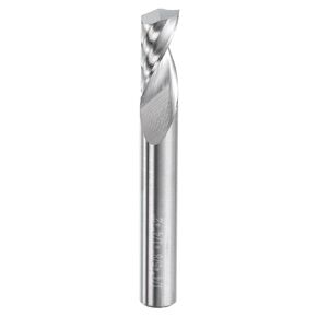 HARFINGTON Spiral Router Bit 1/4" Cut Dia 1/4" Shank Up Cut Solid Carbide 1 Flute CNC End Mill Milling Bits for Wood Plastic Soft Metal (5/8" Cut Length 2" Long)