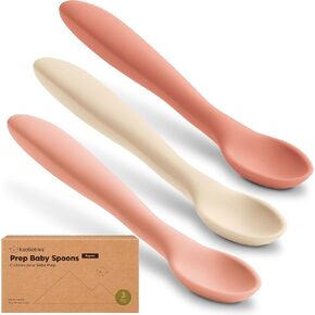 KeaBabies Silicone Baby Spoons, Self Feeding 6-12 months - 3-Pack Baby Weaning Eating Utensils, Toddler First Food Training Spoon, Infant, Kids Feeding Supplies Essential Set, Dishwasher-safe (Slate)