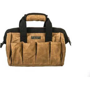 Tool Bag, Heavy Duty Waxed Canvas Bag for Gear, Tools, Supplies and Equipment (12", Tan)