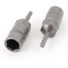 Uxcell a14110300ux0268 Gray 80mmx18mm Metal Screwdriver Drill Hex Nut Driver Socket Bit (2 Piece)