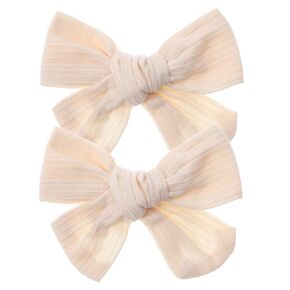 2PCS Baby Bows Clips Toddler Hair Bows Skin Color Hairpin Cream Bows Hair Beige Bow One Size Fits Babies, Teens and Adult Women