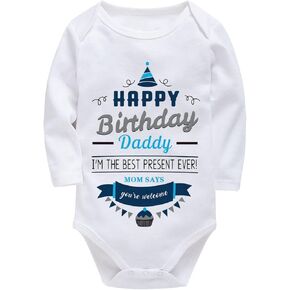 Happy Birthday Daddy Baby Bodysuit Long Sleeve Baby Boys' One-piece Rompers White Infant Clothes