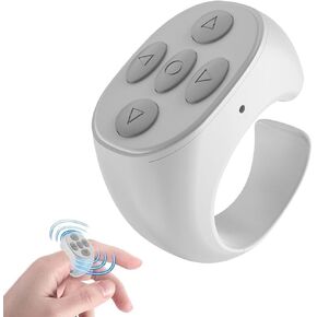 New Wireless Bluetooth Remote Control, Video Scrolling Ring Remote Control Page Turner Bluetooth Ring Scroller, Scrolling Rings Rechargeable Camera Video Remote (White)