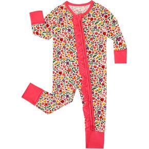 Baby Girl Romper-Viscose Made from Bamboo, Long Sleeve Jumpsuit Infant Rufffle Clothes 2-Way Zipper Rompers
