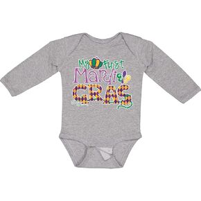 inktastic My First Mardi Gras Long Sleeve Creeper