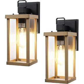 2-Pack 12.5'' Outdoor Wall Light Fixtures, Rustic Brown Porch Lights, Rustproof Waterproof, Outside Lantern Sconces for House, Patio, Garage, Bulb Not Included