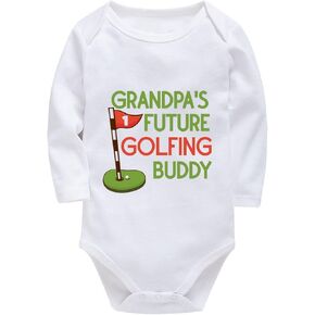 Grandpa's Future Golfing Buddy Newborn Funny Baby Romper Long Sleeve Newborn Outfit