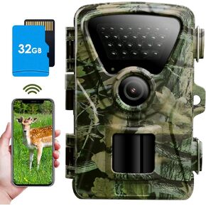 MAXDONE Trail Camera Bluetooth Game Camera, 2000mAh Built-in Battery Rechargeable Power Hunting Cameras with Night Vision Trail Cam Bluetooth 48MP Wildlife Camera Wi-Fi Deer Camera