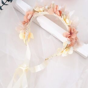 Baby Girl for Floral Headband – Baby Birthday Party Headwear, Handmade Wedding Flower Girls Crown Decoration, Girl Tiara