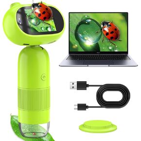 Microscope 1000X OUTACT Handheld Digital 16MP Portable Pocket Microscope with 2inch IPS Screen,1080P Adjustment Button Science Portable Microscope with 4 Adjustment Levels with 8 LEDs