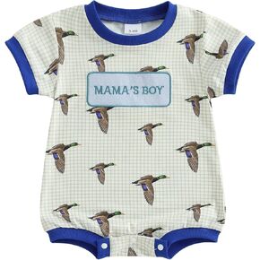 Baby Boy Hunting Clothes Mallard Duck Letter Embroidery Sweatshirt Romper Oversized Bubble Duck Hunter Playsuit