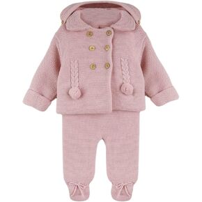 Baby Knit Outfit Set with Jacket and Footie Pants for Boys and Girls - Made in Spain