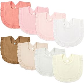 EllieHouse Baby Bibs for Girls Boys 8 Pack Muslin Drooling Teething Drool Teeth Bibs Muslin Cotton