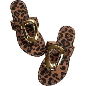 GORGLITTER Women's Leopard Print Flip Flop Sandals Open Toe Thong Sandals