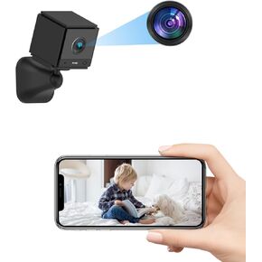 Smhawk Small Indoor Camera, 2K FHD WiFi Camera, Mini Home Security Camera, Cloud & SD Storage Security Camera, Motion Detection Alarm Device, Auto Night Vision, Upgraded Stable Stand;（Black