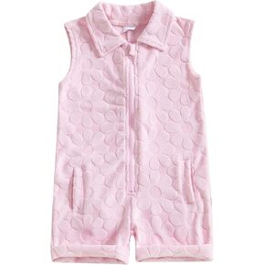 Toddler Baby Girl Summer Clothes Sleeveless Jumpsuit Flower Zipper Lapel Romper Cute Outfit Little Girl Clothing