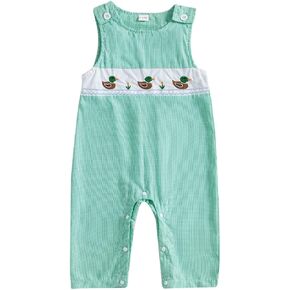 SAYOO Duck Hunter Baby Clothes Baby Boy Mallard Duck Embroidery Bodysuits Jumpsuit Romper One-piece Plaid Hunting Clothes