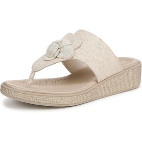 Women's Bloom Flip-Flop, Natural Stretch Linen Fabric, 6.5