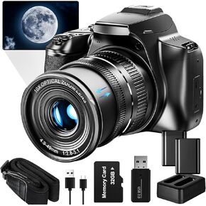 Digital Camera, 64MP&40 X Zoom Cameras for Photography & Video,4K Optical Vlogging Camera for YouTube with Flash, WiFi & HDMI Output，32GB SD Card(Black)