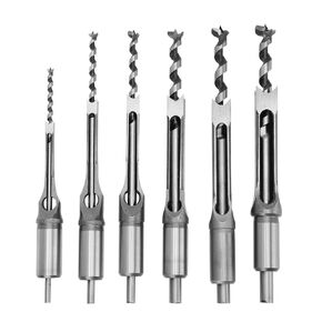 Drill Bit, Drill bits,Hss Drill Bits,6Pcs Hole Saw Auger Drill Bit Mortising Chisel Woodworking Tool High Hardness, Lengthened Core 6 Sizes