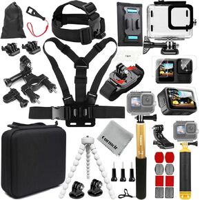 مجموعة ملحقات Gurmoir لـ GoPro Hero 13 12 11 10 9 كاميرا ، مجموعة ملحقات أساسية مع حزمة حزمة حقيبة ظهر مقاومة للماء (DT16)