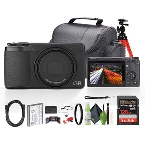 Ricoh GR III HDF Compact Portable Digital Camera (01272) + 64GB Memory Card + Camera Bag + Flexible Tripod + Cleaning Kit + Card Wallet + Card Reader + Lens Cap