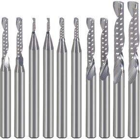 CNC Router Bits,Engraving Bits,End Mill Milling Cutter,Single Flute Spiral Upcut Router Bit,1/8 Shank,Tungsten Steel Engraving Carving Tool Kit for MDF Acrylic PVC Wood Density
