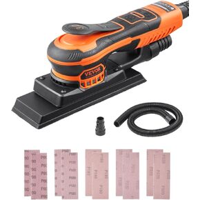 VEVOR Sheet Sander, 3/8 Sheet 3A EC Brushless Sander, Max. 10000RPM Variable Speed Sheet Finishing Sander with 10PCS Sandpapers and Vacuum Cleaner Adapter for Woodworking