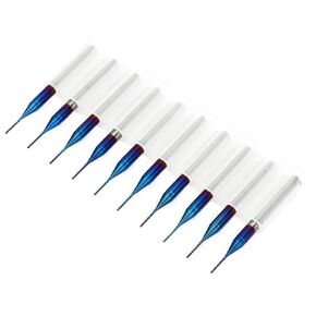 10pccs Tungsten Carbide Nano Blue Coat End Mill CNC Router Bits 1/8 Shank (0.5mm)