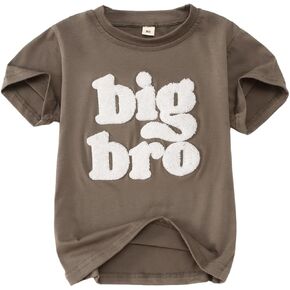 القميص الأخ الأكبر قميص طفل طفل رضيع Big Bro Chenille Patch Letter Print T-Shirt Big Brother Abrot Tees Tops