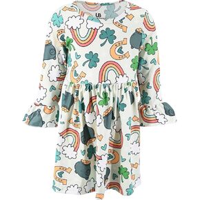 Unique Baby Girls Long Sleeve Ruffled Dresses for Toddlers and Kids