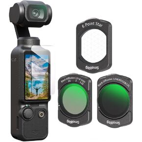 SMALLRIG Magnetic Filters Set for DJI Osmo Pocket 3, Includes 1/4 Black Diffusion & ND16 & CPL Filter, 1/4 Black Diffusion & VND Filter, 6-Point Star Filter, and Screen Protector