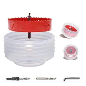 6 Inch Hole Saw with Dust Bowl for Recessed Lights Can Lights HSS Bi-Metal Holesaw Drill Bit Wood Metal Drywall Hole Saw Cutter for PVC,Plastic,Plaster,Gypsum Board