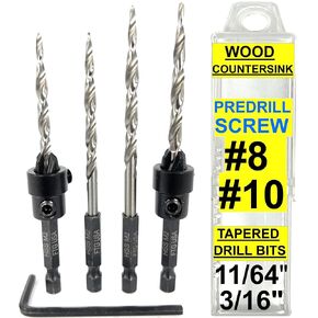 Adjustable Wood Countersink Drill Bit #8#10 Tapered Drill Bit for Woodworking