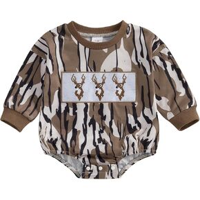 Baby Boy Duck Hunting Clothes Short Sleeve Camo Bubble Romper Shirt Onesie Bodysuit Infant Summer Outfit in Kuwait