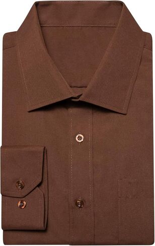 قميص Dubulle سادة للرجال من الساتان بأكمام طويلة، قميص كاجوال للعمل بأزرار سفلية مع جيب للرجال in Kuwait