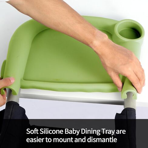 Baby Dining Tray Compatible with Fast Table Chair Portable Baby Feeding Tray for Clip-On Fast Table Chair Silicone Tray Compatible with Most High Chairs (Greener) in Saudi Arabia