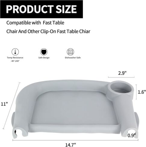 Baby Dining Tray Compatible with Fast Table Chair Portable Baby Feeding Tray for Clip-On Fast Table Chair Silicone Tray Compatible with Most High Chairs (Greener) in Saudi Arabia