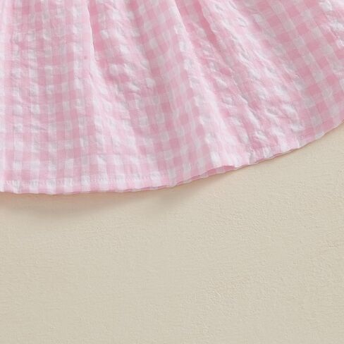 Valentines Day Toddler Baby Girl Clothes Heart Embroidery Plaid Smocked Dress Crewneck Princess Dress Summer Outfit in Saudi Arabia