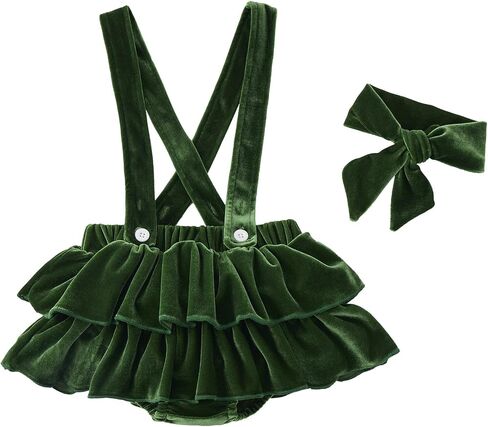 Newborn Baby Girl Skirt Autumn Winter Velvet Tutu Skirt Outfits Christmas 2Pcs Dress Set with Headband 0-12Months in Saudi Arabia