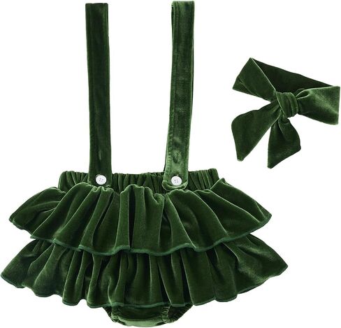 Newborn Baby Girl Skirt Autumn Winter Velvet Tutu Skirt Outfits Christmas 2Pcs Dress Set with Headband 0-12Months in Saudi Arabia